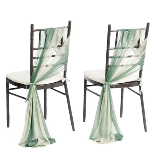 GPDNBIEU, 24 Stück 17 x 275 cm grüne Chiffon-Stuhlschärpen, 12 Sets Hochzeits-Stuhlschärpen, Band, Hochzeit, Party, Gang, Stuhl-Dekoration(Green Set) von GPDNBIEU