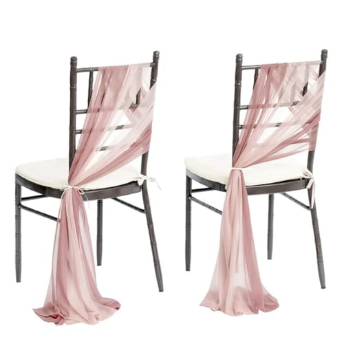 GPDNBIEU, 24 Stück 17 x 275 cm grüne Chiffon-Stuhlschärpen, 12 Sets Hochzeits-Stuhlschärpen, Band, Hochzeit, Party, Gang, Stuhl-Dekoration(Pink) von GPDNBIEU
