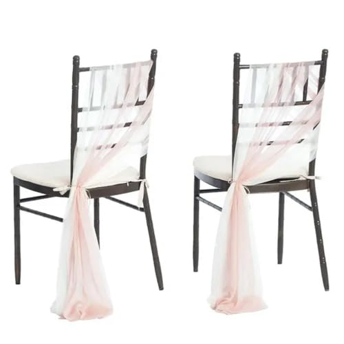 GPDNBIEU, 24 Stück 17 x 275 cm grüne Chiffon-Stuhlschärpen, 12 Sets Hochzeits-Stuhlschärpen, Band, Hochzeit, Party, Gang, Stuhl-Dekoration(Pink White) von GPDNBIEU