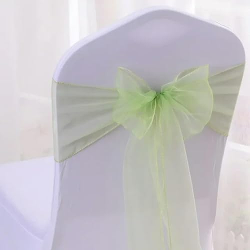 GPDNBIEU, 25 Stück 17 x 275 cm Chiffon-Stuhlschärpen, Stuhlschärpe, Hochzeitsstuhlhussen, Band, Hochzeit, Party, Gang, Stuhldekoration, Hochzeitsdekoration(Green) von GPDNBIEU