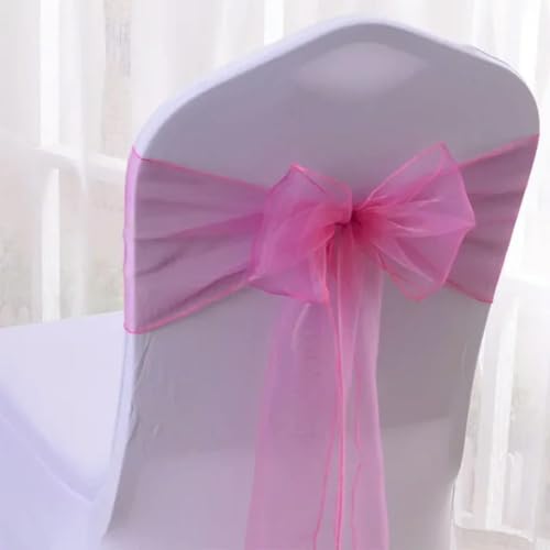 GPDNBIEU, 25 Stück 17 x 275 cm Chiffon-Stuhlschärpen, Stuhlschärpe, Hochzeitsstuhlhussen, Band, Hochzeit, Party, Gang, Stuhldekoration, Hochzeitsdekoration(Pink Roses) von GPDNBIEU