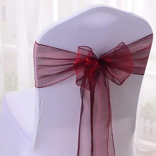 GPDNBIEU, 25 Stück 17 x 275 cm Chiffon-Stuhlschärpen, Stuhlschärpe, Hochzeitsstuhlhussen, Band, Hochzeit, Party, Gang, Stuhldekoration, Hochzeitsdekoration(Red) von GPDNBIEU