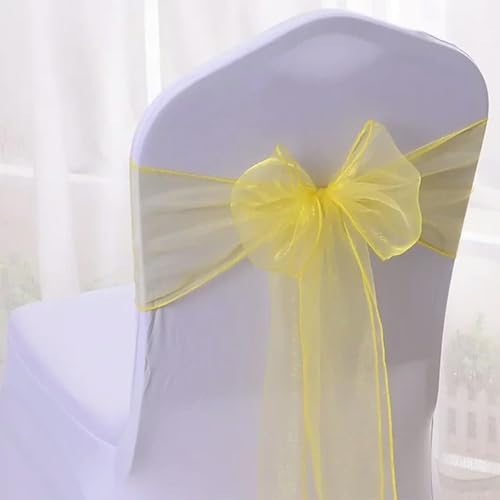 GPDNBIEU, 25 Stück 17 x 275 cm Chiffon-Stuhlschärpen, Stuhlschärpe, Hochzeitsstuhlhussen, Band, Hochzeit, Party, Gang, Stuhldekoration, Hochzeitsdekoration(Yellow) von GPDNBIEU