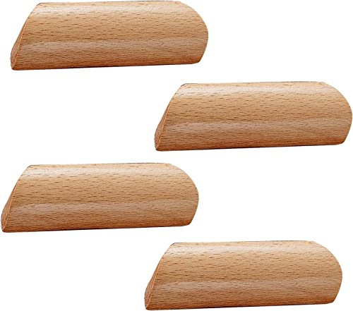 GPDNBIEU, 4 Stück Holzschubladenknöpfe, bogenförmiger Griff, Schrankgriff, Holzgriff, Schrank, Schrank, Schubladengriffe mit Schrauben(Hole Distance:64mm) von GPDNBIEU