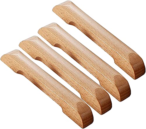 GPDNBIEU, 4 Stück Holztürgriffe, Holzschubladenknöpfe, Kleiderschrankgriffgriffe, bogenförmiger Griff, Holzgriff aus Holz mit Befestigungsschrauben(Hole Center:96mm) von GPDNBIEU