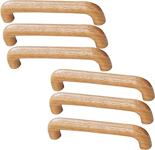 GPDNBIEU, 6 Stück Holz-Garderobengriffe, bogenförmiger Griff, Holzgriff, Holzgriff, Schrankgriff mit Befestigungsschrauben(Hole Distance:128mm) von GPDNBIEU