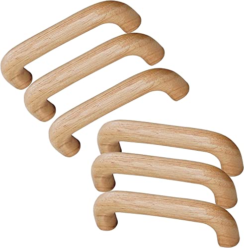 GPDNBIEU, 6 Stück Holz-Garderobengriffe, bogenförmiger Griff, Holzgriff, Holzgriff, Schrankgriff mit Befestigungsschrauben(Hole Distance:96mm) von GPDNBIEU
