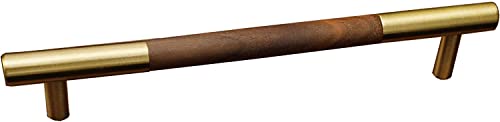 GPDNBIEU, Holz-Schubladenknöpfe, massiver Messing-Walnuss-Griff, Schranktürgriffe, Küchentürgriffe, T-Bar, Schlafzimmer-Schublade(Hole Distance:155mm) von GPDNBIEU
