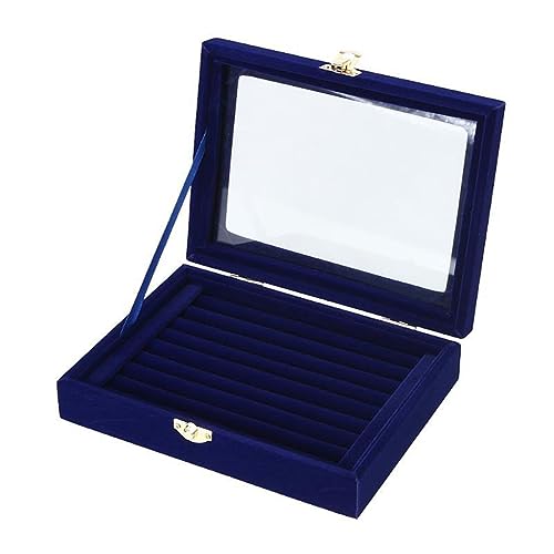 GPDNBIEU, Schmuckschatulle, Schmuckkästchen mit Glasdeckel, Metallschlösser, Schmuckhalter, Aufbewahrungsbox for Ohrringe, Ringe, Halsketten, Ringe, Schmuck, Damen und Mädchen(B) von GPDNBIEU