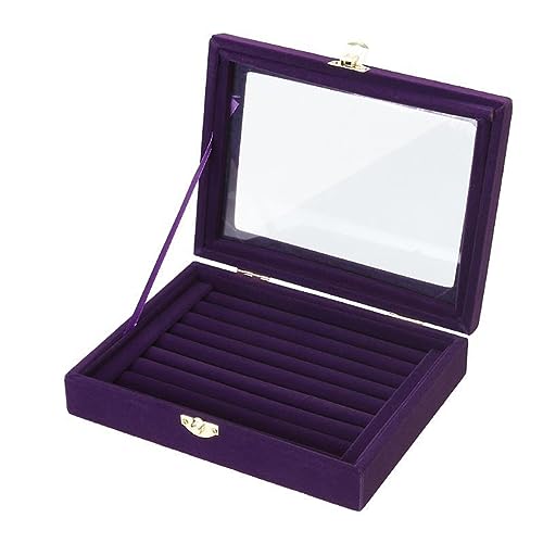 GPDNBIEU, Schmuckschatulle, Schmuckkästchen mit Glasdeckel, Metallschlösser, Schmuckhalter, Aufbewahrungsbox for Ohrringe, Ringe, Halsketten, Ringe, Schmuck, Damen und Mädchen(D) von GPDNBIEU