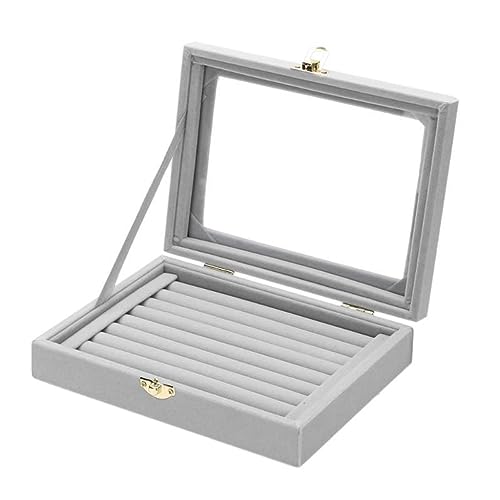GPDNBIEU, Schmuckschatulle, Schmuckkästchen mit Glasdeckel, Metallschlösser, Schmuckhalter, Aufbewahrungsbox for Ohrringe, Ringe, Halsketten, Ringe, Schmuck, Damen und Mädchen(E) von GPDNBIEU