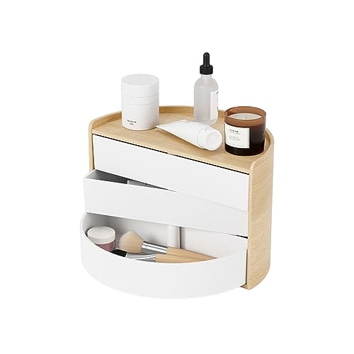GPDNBIEU, Schmuckschatulle, drehbare Schmuckkästchen, halbkreisförmige Schmuck-Organizer-Box aus Holz, Aufbewahrungsbox for Halskette, Armband, Ohrringe, Uhr, Aufbewahrung, Damen und Mädchen(A) von GPDNBIEU