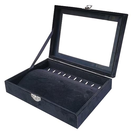 GPDNBIEU, Schmuckschatulle, schwarzer Schmuckkästchen-Organizer, Präsentationsbox mit transparentem Deckel, Schmuckhalter-Etui for die Aufbewahrung von Halsketten, Armbändern, Damen und Mädchen GPDNBIEU, Schmuckschatulle, schwarzer Schmuckkästchen-Organizer, Präsentationsbox mit transparentem Deckel, Schmuckhalter-Etui for die Aufbewahrung von Halsketten, Armbändern, Damen und Mädchen von GPDNBIEU