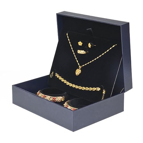 GPDNBIEU, Schmuckschatulle aus Samt, zweilagige Schmuck-Organizer-Box, Schmuck-Aufbewahrungsbox for Armbänder, Ohrringe, Halsketten, Ringe, Damen und Mädchen(C) von GPDNBIEU