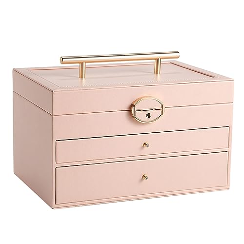 GPDNBIEU, Schmuckschatulle mit Schubladen, Schmuckschatullen, integrierter Spiegel, Schmuckaufbewahrung, Präsentationsaufbewahrung for Halskette, Ohrringe, Armbänder, Ringe, Damen und Mädchen(C) von GPDNBIEU