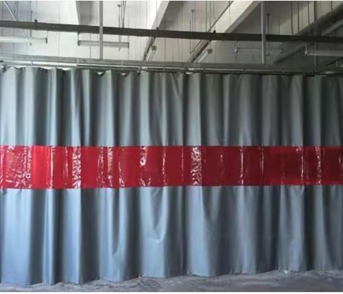 GPECTIFO Industrieller Trennvorhang, schwer entflammbar, silikonbeschichtete Decke, rotes Fensterpaneel (7 x 3 m) von GPECTIFO