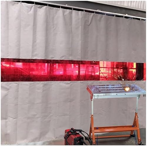 Werkstatt-Industrieller Schweißschutz mit rotem Sichtfenster, Schweißschutzwand zum Schutz vor Funken und Blitzen (9 x 2,5 m) von GPECTIFO