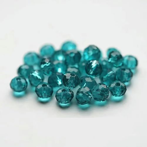 6–8 mm runde Kristallperlen, Charms, lose Glasperlen zur Schmuckherstellung, Halsketten- und Armbandzubehör-Malachitblau-8 mm-50 Stück von GPRTPL