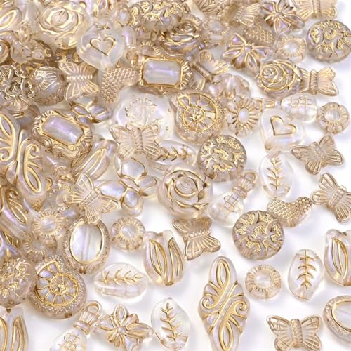 8–20 mm Acryl-Gold-Zeichnung, Herz-Blumen-Anhänger für Halsketten, Armbänder, DIY-Schmuckherstellung, Elfenbeinweiß, 30 g von GPRTPL