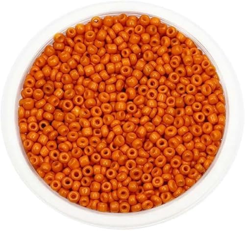 Glasperlen, kleine Rocailles-Perlen, 300/600 Stück, 3/4 mm, Charm-Glasperlen, Rocailles-Perlen, kleine runde lose Perlen zur DIY-Schmuckherstellung, Orange, 3 mm x 600 Stück von GPRTPL
