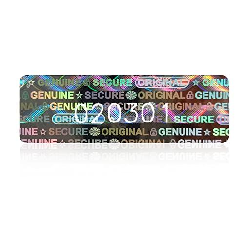 GQYHLABO 200 Sicherheits-Hologramm-Aufkleber, manipulationssichere Aufkleber, Garantiestempel mit Seriennummer, 30 x 10 mm (Silber) von GQYHLABO