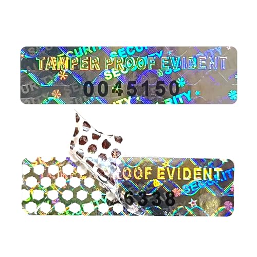 200 Stück Sicherheits-Siegel Hologramm-Etikett mit Seriennummer ， 3D-Zeichen manipulationssichere selbstklebende Briefmarken ，25x7.5mm (Silber) von GQYHLABO