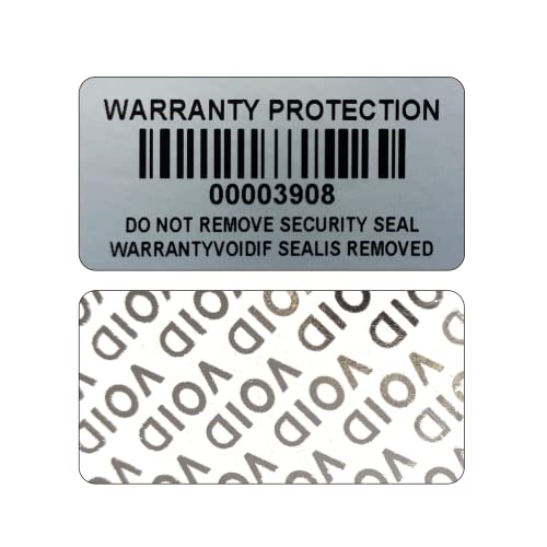 Barcode Garantie Leer Aufkleber Dumm Silber PET Sicherheitsetiketten mit Seriennummer wasserdicht Manipulationsdichte Dichtung Etikett (4x2cm,150pcs) von GQYHLABO