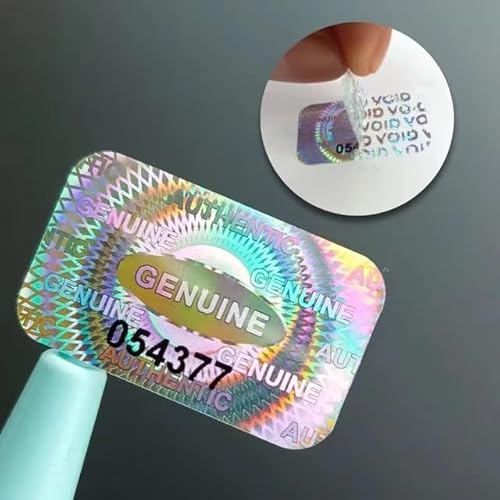 Unit Bonding Hologramm-Etikett, Seriennummer, 25 x 15 mm (180 Silber) von GQYHLABO