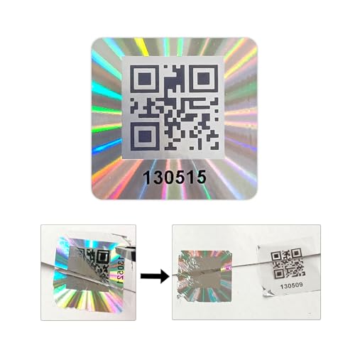 Hologramm Manipulationssichere Aufkleber mit QR-Code Authentische Sicherheitssiegel Holographische Garantie leere Aufkleber Sicheres Anti-Fake-Etikett (2.5x2.5cm, 250pcs) von GQYHLABO