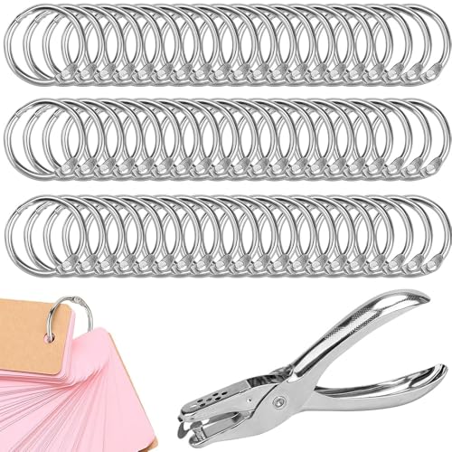 100 Stück Silberne Buchringe mit Lochzange, 25mm Außendurchmesser, 20mm Innendurchmesser, Binderinge für Loseblattsammlung und Scrapbooking 100 Stück Silberne Buchringe mit Lochzange, 25mm Außendurchmesser, 20mm Innendurchmesser, Binderinge für Loseblattsammlung und Scrapbooking von GQunit