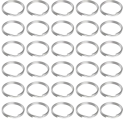 100 Stück Spaltringe (8 x 8 x 1 mm), Schlüsselanhänger-Ringe, 8 mm, Edelstahl, Schlüsselring, Schlüsselring, Split-Binderinge für Schmuckherstellung, Metall, offene Binderinge, Verbindungsstücke von GQunit