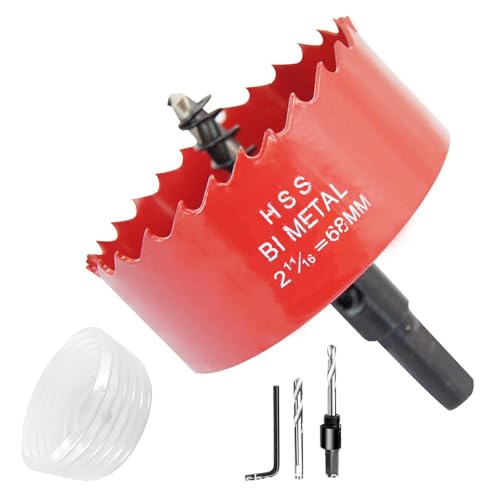 Bi-Metall Lochsäge, 68mm Durchmesser, Universal Bohrkrone Set mit Sechskant-Schaft für Holz und Kunststoff, Rot Bi-Metall Lochsäge, 68mm Durchmesser, Universal Bohrkrone Set mit Sechskant-Schaft für Holz und Kunststoff, Rot von GQunit