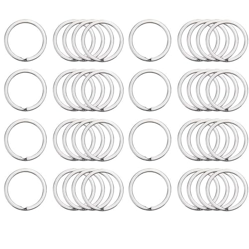 Flache Schlüsselringe, 32 mm, Metall, Edelstahl, flache Spaltringe, 60 Stück von GQunit
