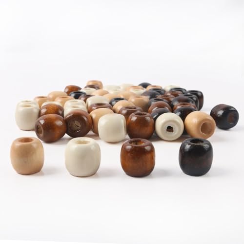 Holzperlen mit großem Loch, 11 x 12 mm, 6 Farben, natürliche Holz-Abstandshalter, Haarperlen zum Basteln, Makramee, Rosenkranz, Schmuckarmband, 180 Stück Holzperlen mit großem Loch, 11 x 12 mm, 6 Farben, natürliche Holz-Abstandshalter, Haarperlen zum Basteln, Makramee, Rosenkranz, Schmuckarmband, 180 Stück von GQunit