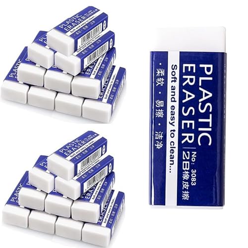 Radiergummis für Kinder, Schule, Büro, Kinder, Radiergummi, Erwachsene, klassischer, latexfreier Kunststoffgummi, 20 Stück, Multipack (5 x 2 x 1 cm) von GQunit