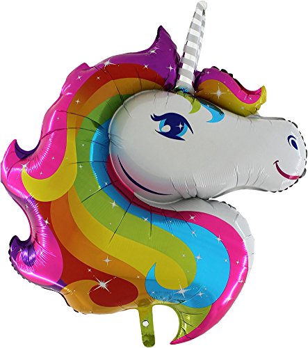 1 x Magisch Regenbogen Einhorn Kopf Folienballon Gestalten 42 "x 32" / 107 cm x 81 cm von GRABO