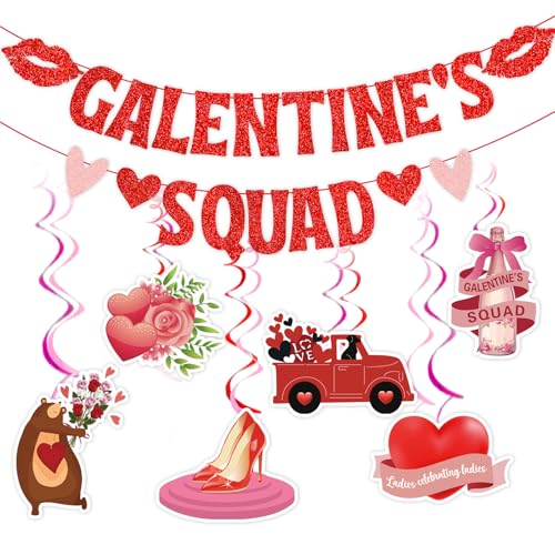 GRACEN Galentines Squad Banner & Dekorationen – Rot & Rosa, 7 Stück – Valentinstag, Galentines Day, Party-Dekorationen GRACEN Galentines Squad Banner & Dekorationen – Rot & Rosa, 7 Stück – Valentinstag, Galentines Day, Party-Dekorationen von GRACEN