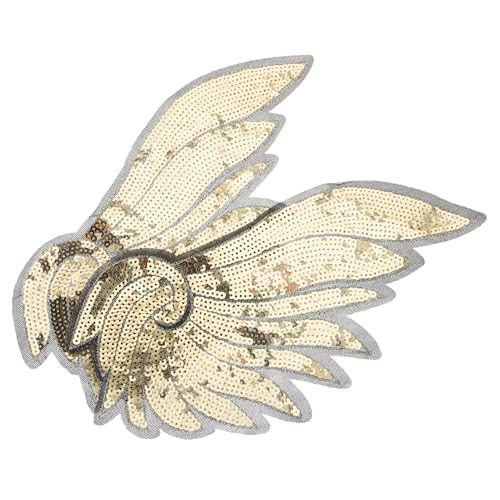 GRADENEVE 1 Paar appliziertes gestickte Bling-Flügel Erwachsene Patchapplikation aufnähen Party kleidungsflicken selber machen Flügel-Stickapplikation Pailletten Golden von GRADENEVE