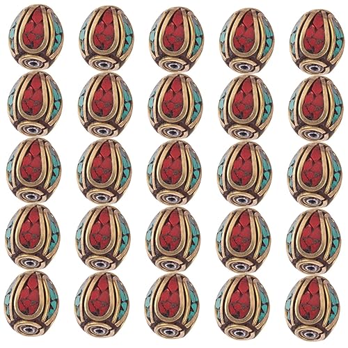 GRADENEVE 1 Satz Nepalese Messing Spacer Beads Mit Türkis Einlage Für Diy Schmuckherstellung Buddha Perlen Handgefertigte Bastelideen Zubehör Für Kreative Projekte 20 Stück von GRADENEVE