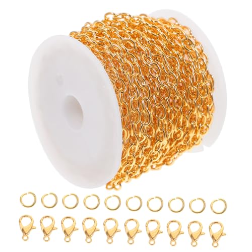 GRADENEVE 1 Set Handgefertigte Schmuckketten, DIY Schmuckketten, DIY Kettenketten Zur Schmuckherstellung, Armbandketten, Karabinerverschlüsse Für DIY Metallhandwerksketten, Halskettenketten von GRADENEVE