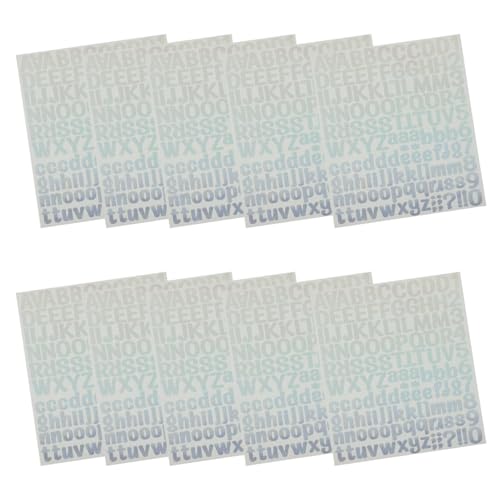 GRADENEVE 10 Blatt Selbstklebende Alphabet Zahlenaufkleber aus Wasserfestem Vinyl Holografisch Silber DIY Scrapbook Sticker für Glatte Oberflächen Wie Auto Briefkasten Geschenke von GRADENEVE