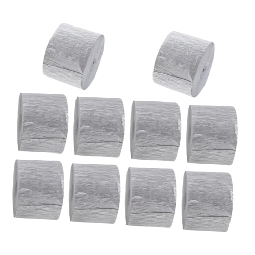 GRADENEVE 10 Rollen Silber Krepppapier Streamer Party Deko Vielseitig Einsetzbar für Geburtstagsfeiern Hochzeiten und Festliche Events Langlebig Flexibel und Einfach zu Verarbeiten von GRADENEVE