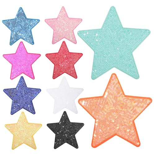 GRADENEVE 10 Stk. Teiliges Bestickte Stern Pailletten Aufnäher zum Aufbügeln Glänzende Stern Applikationen Strapazierfähig und Farbecht für Jacken Hüte Rucksäcke und DIY Kleidung GRADENEVE 10 Stk. Teiliges Bestickte Stern Pailletten Aufnäher zum Aufbügeln Glänzende Stern Applikationen Strapazierfähig und Farbecht für Jacken Hüte Rucksäcke und DIY Kleidung von GRADENEVE
