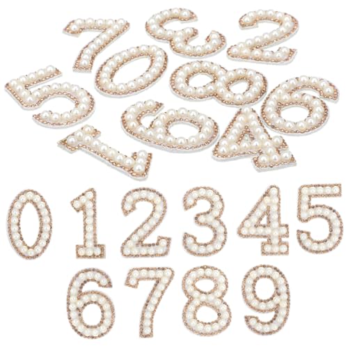 GRADENEVE 10 Stück DIY Bügelbilder Zahlen Perlen Strass Glitzer Aufnäher zum Aufbügeln für Kleidung T-shirts Röcke Kleider zum Selbstgestalten und Modisch Verzieren von GRADENEVE