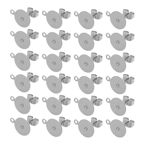 GRADENEVE 100 Sets Ohrstecker und -verschlüsse, DIY-Ohrring-Herstellungsset, flache, runde Ohrstecker aus Edelstahl mit Verschlussverschlüssen, Schmuckherstellungszubehör von GRADENEVE