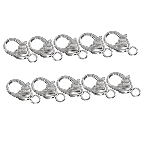 GRADENEVE 10Stücke Herzförmiger Karabinerverschluss Silberne Zubehörteile für Taschen Schmuck und DIY Projekte für Schlüsselanhänger und Armbänder von GRADENEVE
