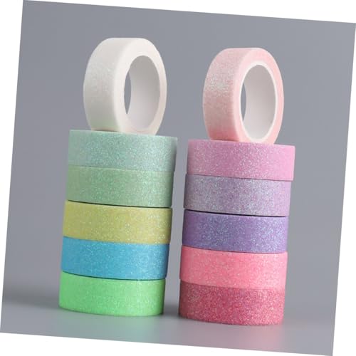 GRADENEVE 12 Rollen Washi Tape Glitter Dekoratives Klebeband Selbstklebend Leicht Abreißbar für Geschenkverpackung Scrapbooking DIY Basteln Vielseitig Glatten Oberflächen Verwendbar GRADENEVE 12 Rollen Washi Tape Glitter Dekoratives Klebeband Selbstklebend Leicht Abreißbar für Geschenkverpackung Scrapbooking DIY Basteln Vielseitig Glatten Oberflächen Verwendbar von GRADENEVE