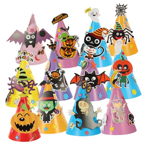 GRADENEVE 12 Stück Halloween Partyzubehör Halloween Kostümzubehör Partyhüte Hüte Partyhüte Geburtstagshüte DIY Hutmaterial von GRADENEVE