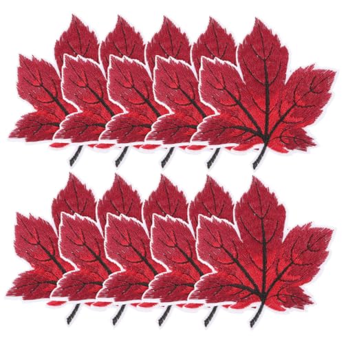 GRADENEVE 12 Stück Teiliges Bestickte Ahornblatt Patches zum Nähen und Reparieren Bunte Applikationen für Kleidung und Herbstdeko Vielseitige DIY Aufnäher für Kreative Handarbeiten von GRADENEVE