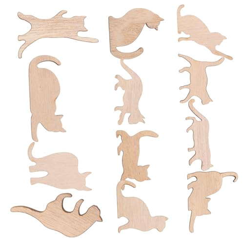 GRADENEVE 12 Stück Teiliges Unbemalte Holzkatzen Dekorationen zum Bemalen Robuste DIY Holzanhänger mit Glatter Oberfläche für Kreative Handarbeiten und Personalisierte Kunstprojekte GRADENEVE 12 Stück Teiliges Unbemalte Holzkatzen Dekorationen zum Bemalen Robuste DIY Holzanhänger mit Glatter Oberfläche für Kreative Handarbeiten und Personalisierte Kunstprojekte von GRADENEVE